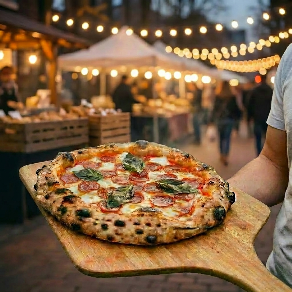 Margherita pizza with pecorino and basil